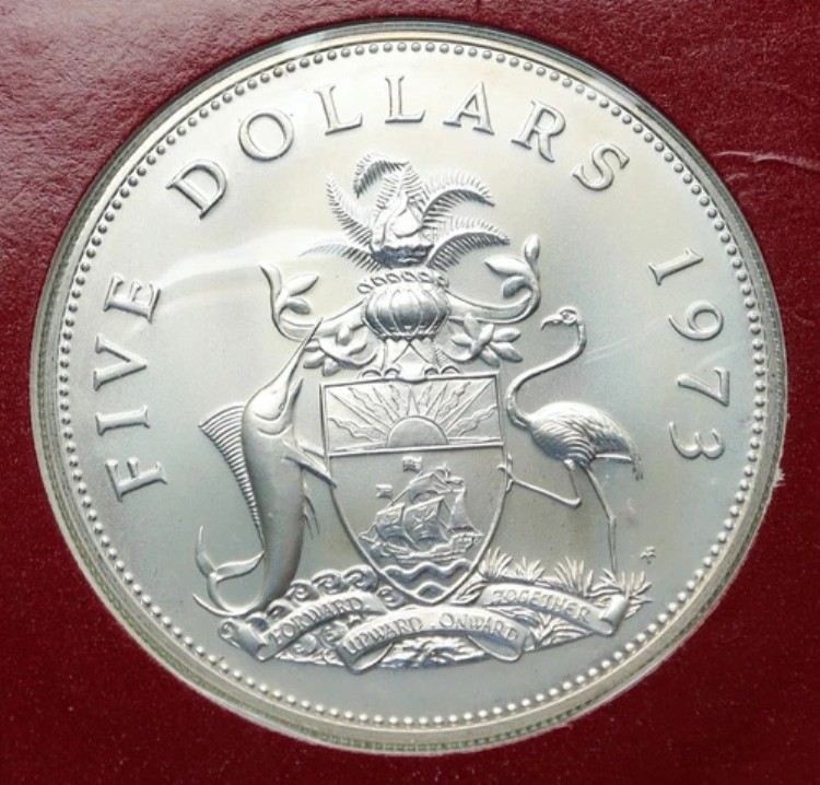 1973年 バハマ 海賊敗北のモットー 古い標本プルーフ銀貨 5ドル i85841|WORLD RESOURCE【KING店】