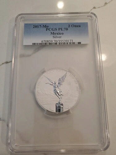 2017年メキシコ 2オンス シルバー リベルタッド リバース プルーフ PCGS PR70 - 発行枚数2,000枚未満