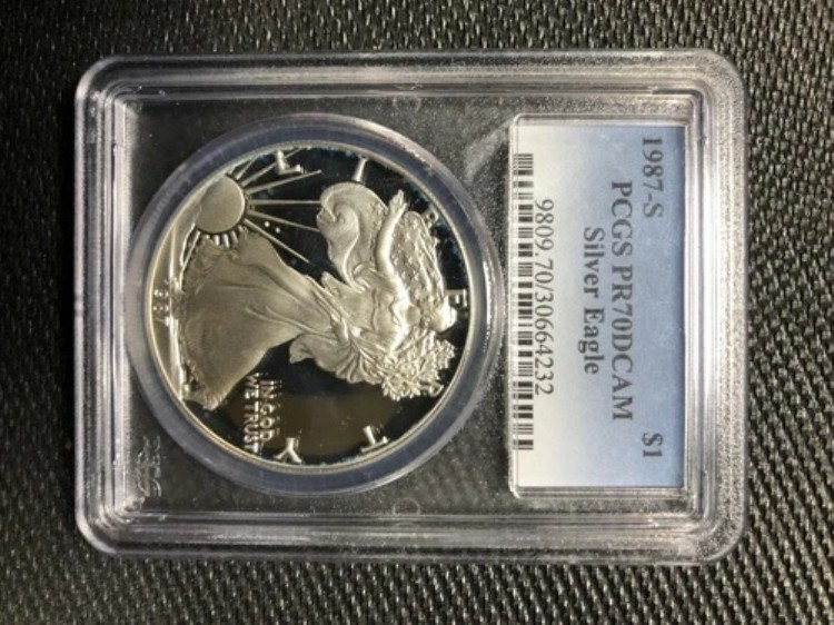 10) 1987-S $1 PCGS PR70 DCameo アメリカン(プルーフ シルバーイーグル) - PR70 レア 1オンス Q