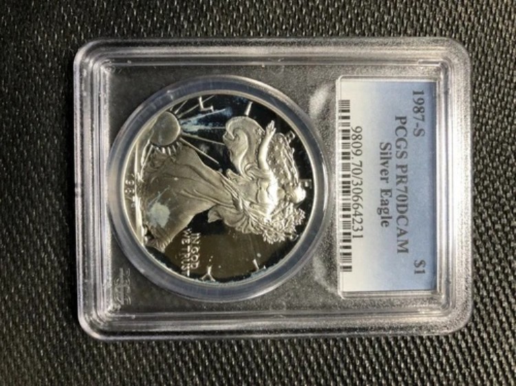 10) 1987-S $1 PCGS PR70 DCameo アメリカン（プルーフ シルバーイーグル） - PR70 レア 1オンス Q