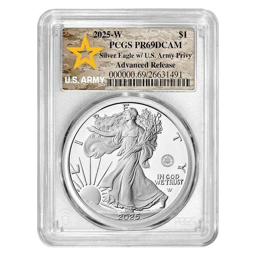 2025-W 1オンス プルーフ シルバー イーグル PR-69 PCGS (陸軍私設郵便局、アーカンソー州、陸軍)｜WORLD RESOURCE【KING店】