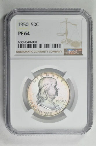 1950年 50セント シルバー プルーフ フランクリン ハーフダラー NGC PF 64 新品ホルダー 213,400円