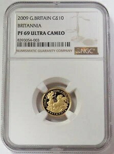 2009年 金貨 イギリス 10ポンド ブリタニア 1/10オンス NGC プルーフ 69 UC