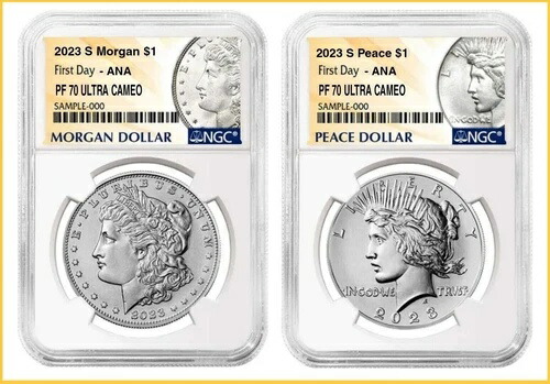 2023 S モーガン＆ピース シルバーダラー NGC プルーフ PF70 ? 2枚セット ANAショー 213,400円