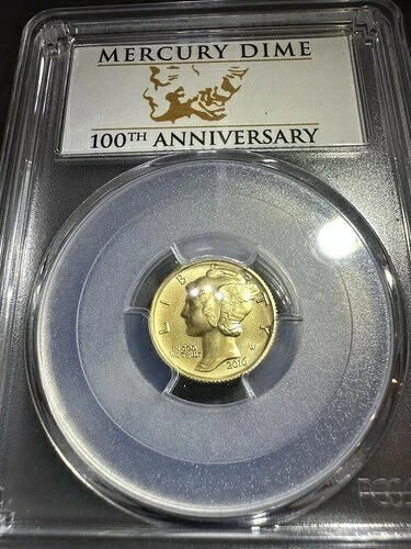 2016年 W マーキュリー ゴールド ダイム 10セント - PCGS SP70 - ファーストストライク100周年記念