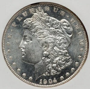 モーガン シルバー ダラー 1904-O NGC MS-65 プルーフに近い!!! 素晴らしいブラスト ホワイト コイン!