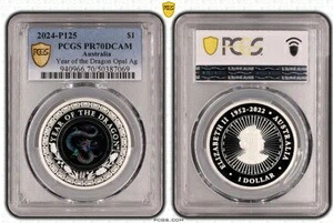 2024年 オーストラリア 龍年 1オンス シルバー プルーフ オパールコイン PR70DCAM 292,050円
