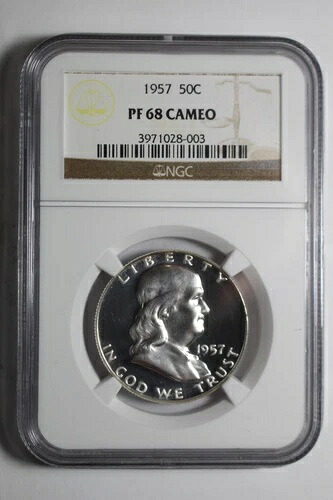 1957年 フランクリン ハーフダラー PF68 カメオ NGC #003