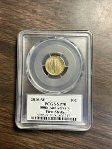 2016年 W マーキュリー ゴールド ダイム 10セント - PCGS SP70 - ファーストストライク100周年記念