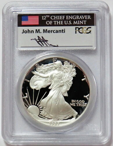1987年 南米 シルバーイーグル マーカンティ サイン入り 1ドル プルーフ 1オンス コイン PCGS PF 70 DCAM