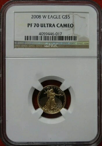 2008 W NGC PF 70 ウルトラカメオ 5ドル金貨 アメリカンイーグル プルーフ 送料無料