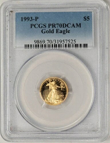 1993-P 5ドル アメリカンゴールドイーグル PR70DCAM PCGS 949196-1