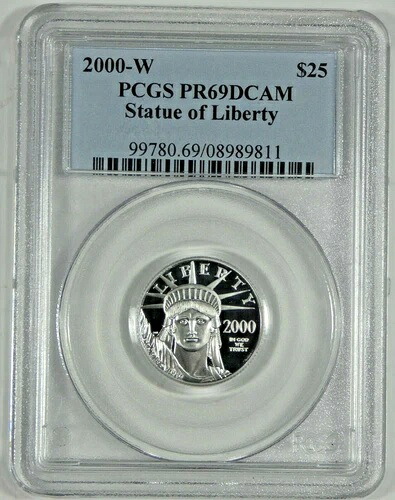 2000-W 25ドル アメリカンプラチナ 自由の女神像 PCGS プルーフ 69 ディープカメオ