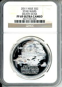 2011年 ニウエ スターウォーズ ダークサイド 1オンス シルバー NGC PF69 UCAM デススター PR69