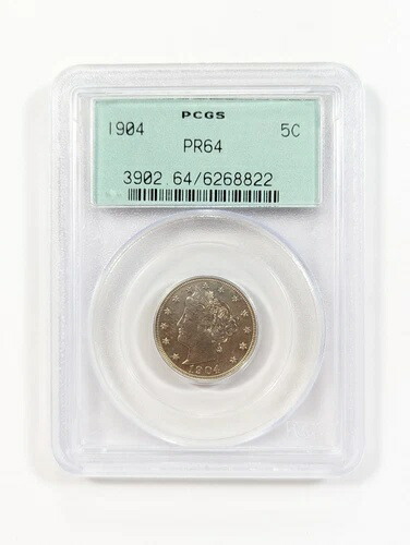 1904年 リバティ V ニッケル 5C PCGS PR64 ヴィンテージ OGH ホルダー ゴールドトーン ??