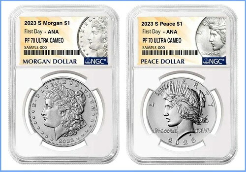 2023年 S モーガン＆ピース シルバーダラー NGC プルーフ PF70 ? 2枚セット ? ANAショー