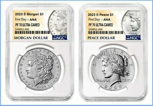2023年 S モーガン＆ピース シルバーダラー NGC プルーフ PF70 ? 2枚セット ? ANAショー