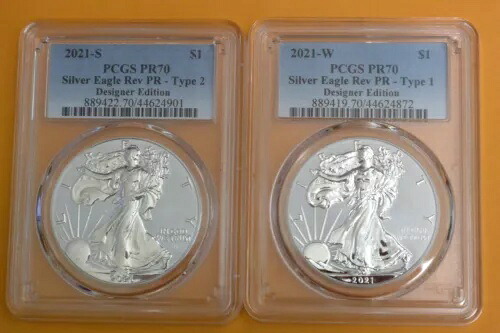 2021年 リバースプルーフ アメリカンシルバーイーグル 2枚セット デザイナーエディション PCGS PR70