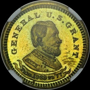 ゴージャスなプルーフのようなNGC MS64 PL 1877 U.S. GRANT NY-NY 395 トレードトークン G LOVETT