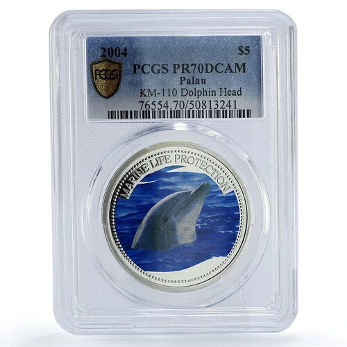 パラオ 5ドル 海洋生物保護 イルカ 動物相 PR70 PCGS 銀貨 2004年｜WORLD RESOURCE【KING店】