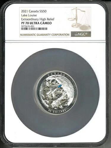 2021年 カナダ レイクルイーズ 82.3グラム シルバー ハイリリーフコイン NGC PF 70|WORLD RESOURCE【KING店】