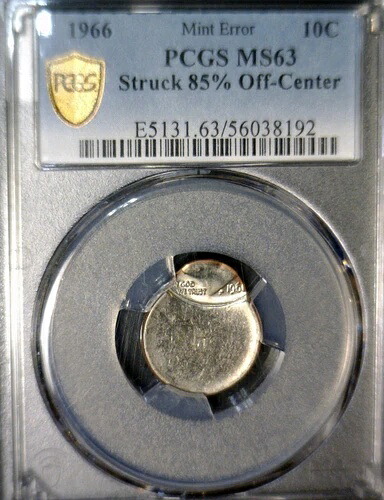1966年 エラー PCGS MS63 オフセンター ルーズベルト ダイム 美品 CH BU O/C コイン + ダイクラック|WORLD RESOURCE【KING店】