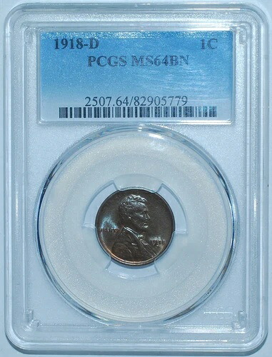 1918 D PCGS MS64BN ブラウン リンカーン ウィート セント|WORLD RESOURCE【KING店】