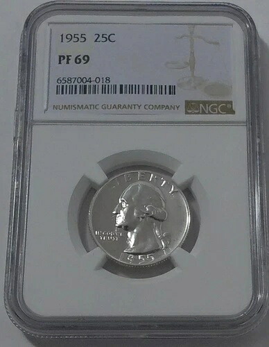 1955 NGC PF69 90% シルバー プルーフ ワシントン クォーター 素晴らしい外観 25セント ホワイト LBL｜WORLD RESOURCE【KING店】