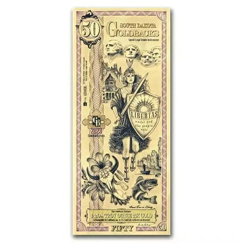 50 サウスダコタ ゴールドバック - オーラム ゴールド フォイル ノート (24k)｜WORLD RESOURCE【KING店】