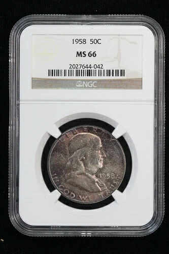 1958年 フランクリン ハーフダラー トーン NGC MS66 30RB｜WORLD RESOURCE【KING店】