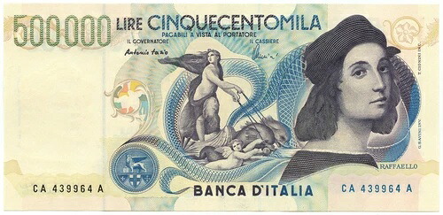 500000 リラ BANCA D'ITALIA RAFFAELLO LETTERA A 13/05/1997 qFDS｜WORLD RESOURCE【KING店】