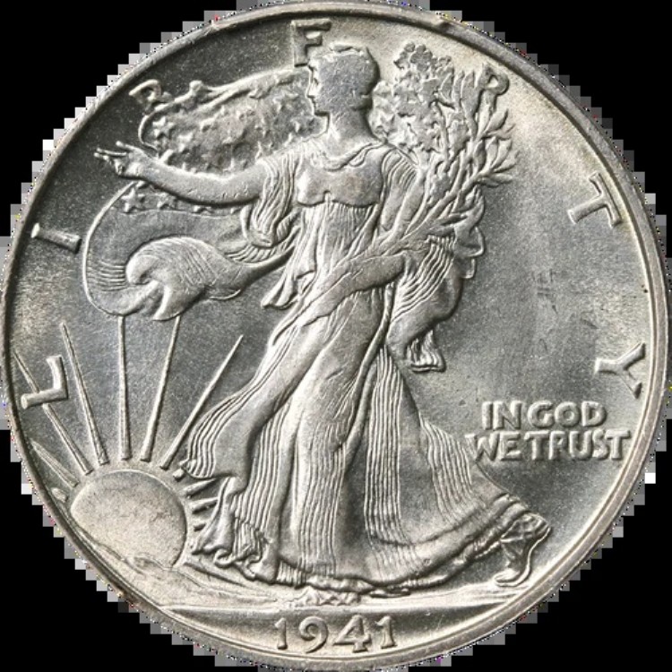 1941-S ウォーキング・リバティ・ハーフ PCGS MS65 素晴らしい外観 素晴らしい打痕 素晴らしい光沢