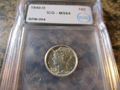 1940-D マーキュリーダイム レア RPM # 4 D OVER D ICG MS64 RPM-004 0601