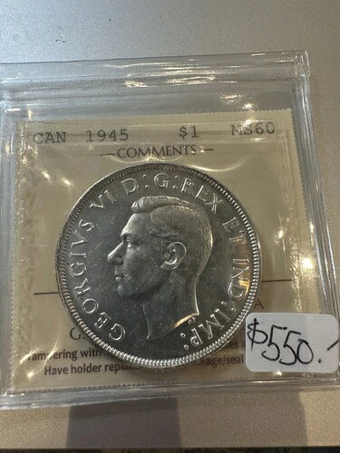1945年カナダ銀貨 - ICCS MS60 - 証明書番号XBP102