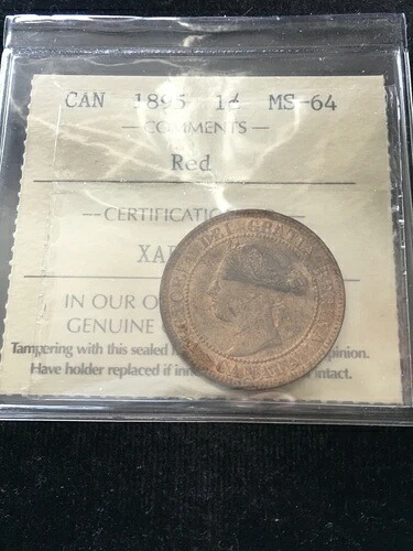 1895年、ICCSグレードカナダ、大型1セント、**MS-64** # XAP 490