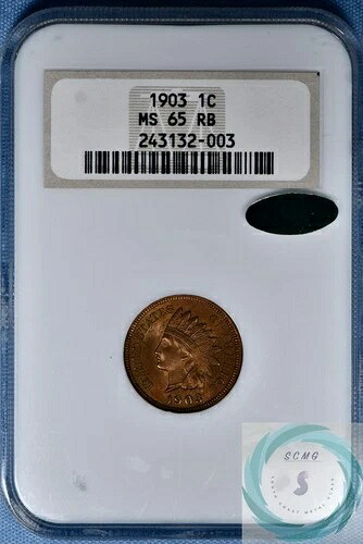 1903 1C インディアン ヘッド セント NGC MS 65 RB CAC 付き - クリーミーなサテン レッドの表面!!!