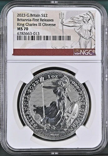 2023年 キングチャールズ OB G 英国 シルバー 2ポンド ブリタニア NGC MS70 初リリース