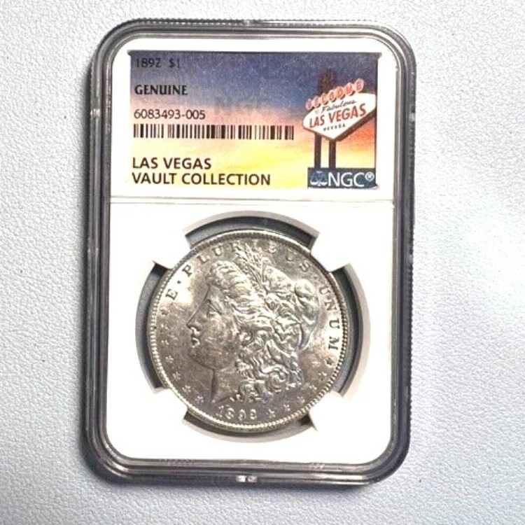 1892年 -P モルガン銀貨 - 「本物」NGCラスベガス金貨コレクション - MS ++