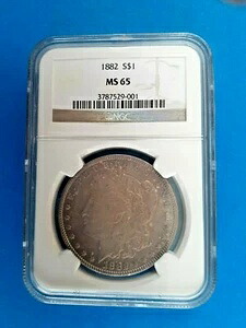 1882年 モルガン銀貨 NGC MS65 高品位