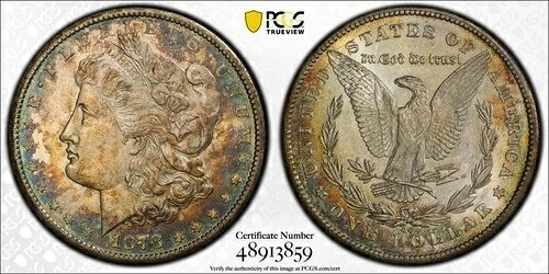 1878-CC モルガン銀貨 $1 PCGS ゴールドシールド AU58 トーニング WOW!! - U212