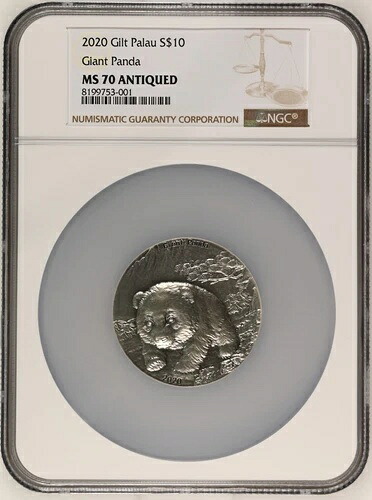 NGC MS70 パラオ 2020 シルバー 中国製 ジャイアントパンダ シルバーコイン 2オンス 10ドル