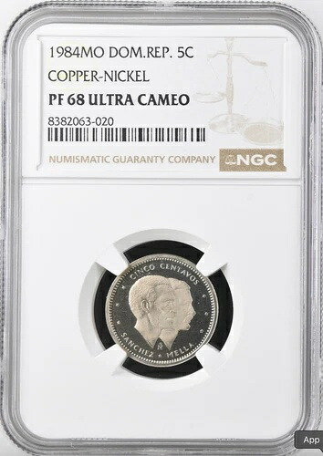 1984年MOドム。代表 Cu-Ni 5 センタボス ? NGC PF 68 ウルトラ カメオ ? サンチェス & メラ