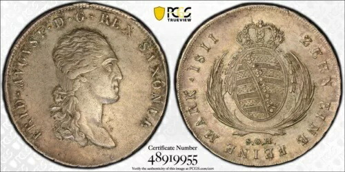 1811年製 SHG ターラー ザクセン Pcgs Au53