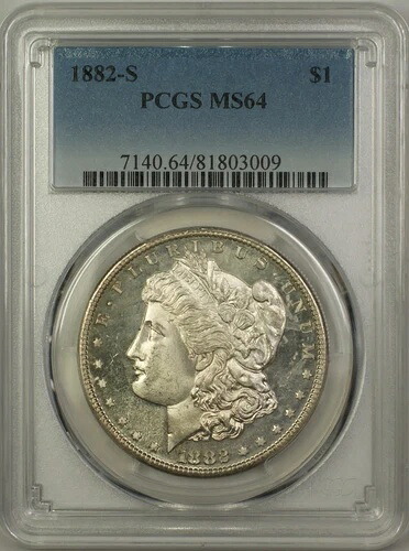 1882-S モーガン銀貨 1ドル硬貨 PCGS MS-64 (プルーフライク) (14)