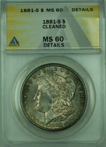 1881-S モーガン銀貨 1ドル硬貨 ANACS MS-60 詳細 トーンアップ済み 良質コイン (30) 202,400円
