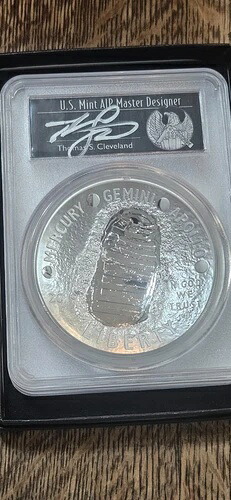 2019-P $1 アポロ11号 50周年記念銀貨 5オンス PCGS PR70DCAM FS - クリーブランド