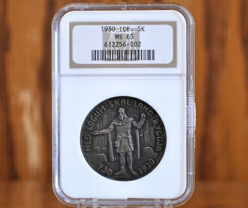 1930年アイスランド5K NGC MS65、1000周年記念アルシング、わずか2万枚しか製造されていない素晴らしいコイン