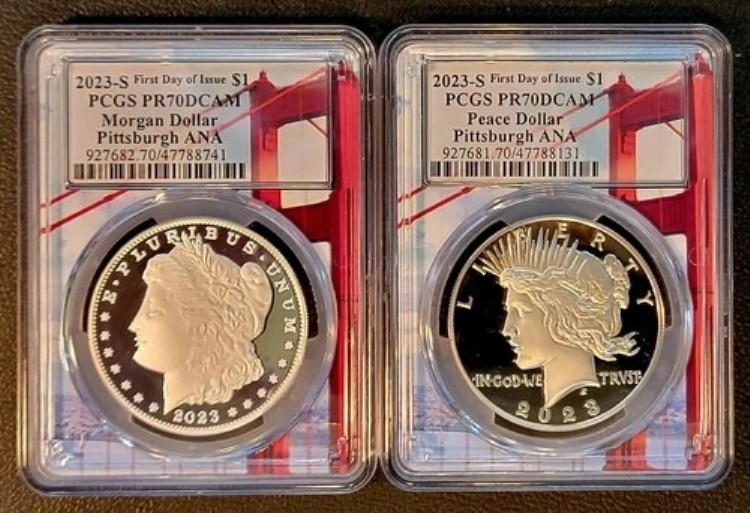 2023-S $1 モーガン＆ピース ドル PCGS PR70DCAM FDOI ピッツアナ ゴールデンゲートブリッジ 148,500円