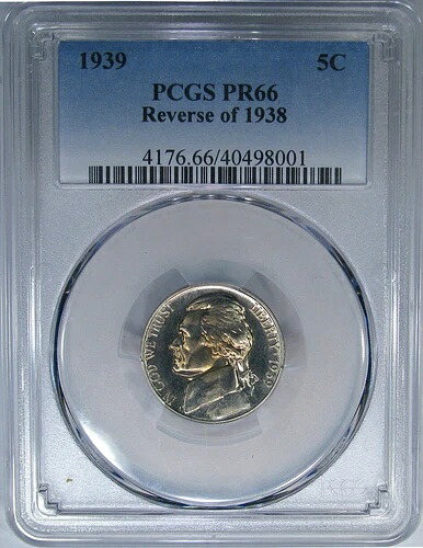 1939 5C PCGS PF66 再彫刻 OBV ジェファーソン ~ 未文書化のバリエーション!