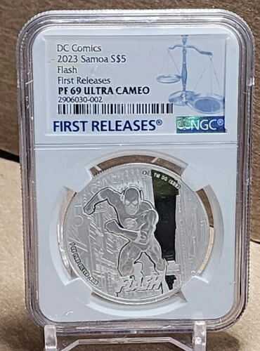 2023 サモア 5ドル DCコミックス ジャスティスリーグ フラッシュ NGC PF69 UC FR シルバーコイン 未使用